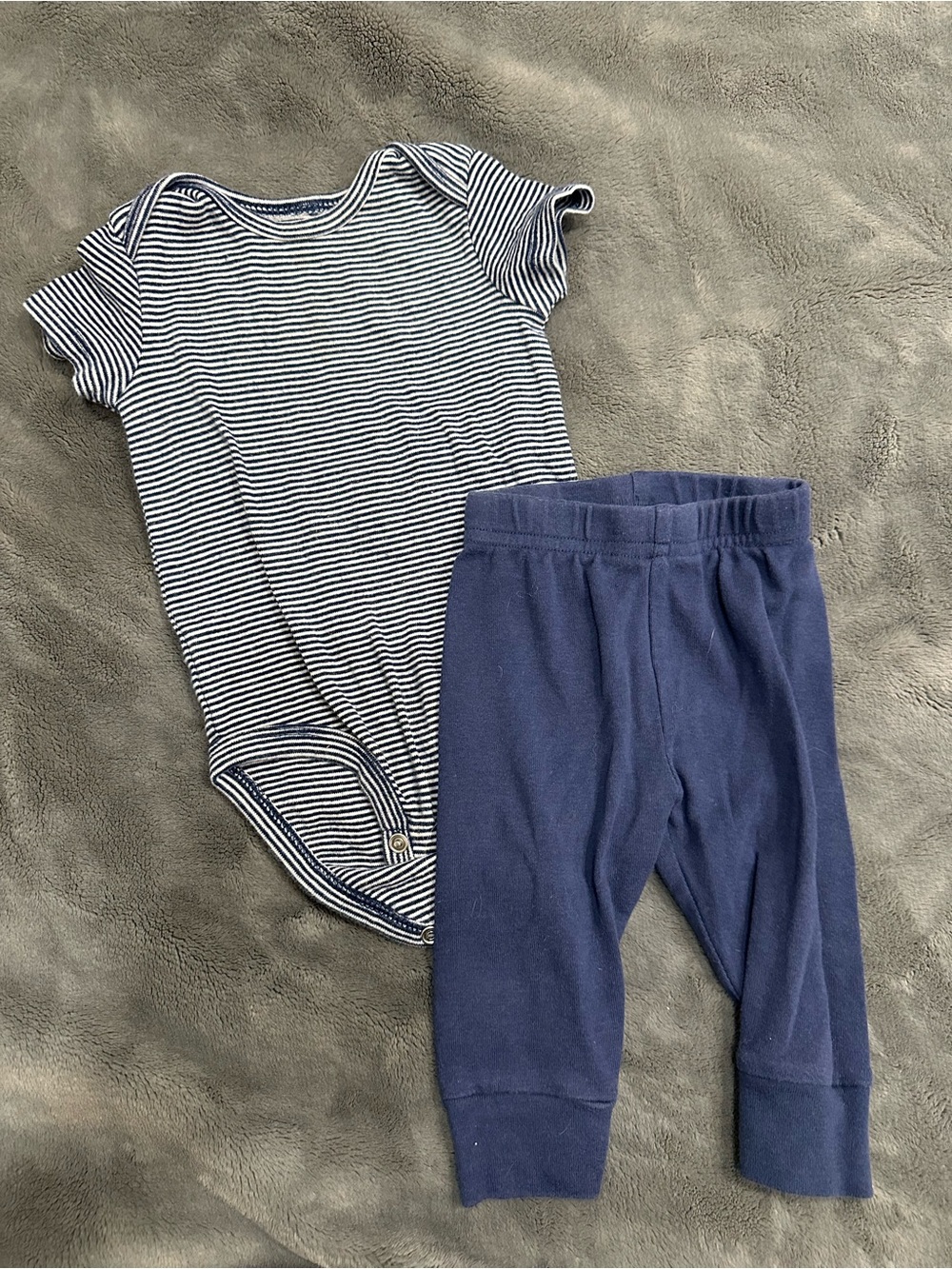 Carter's Navy & White Striped Bodysuit with Navy Leggings